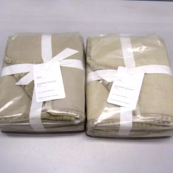 Lot Of 2 Pottery Barn Washed Velvet Sham, Euro Taupe NWT - Picture 1 of 3